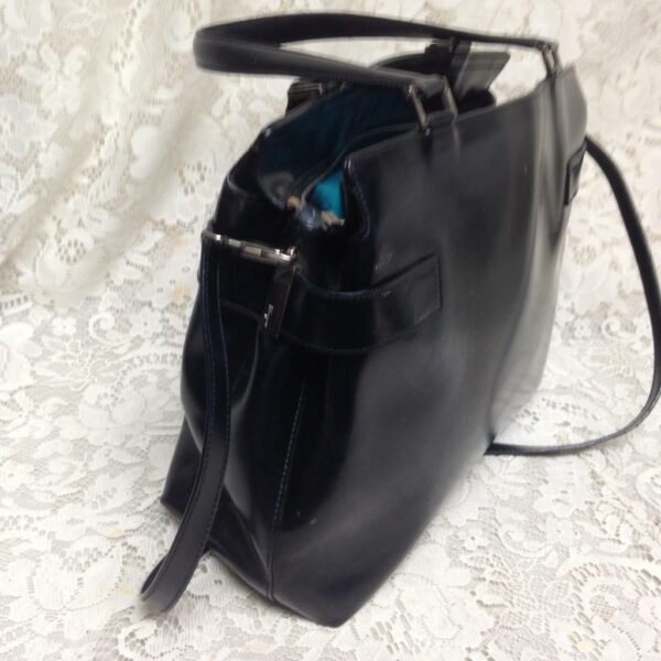 Ferragamo, 2-way Black Leather Handbag-Crossbody 13in x 9in x 4in