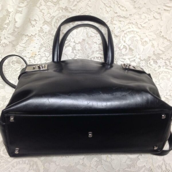 Ferragamo, 2-way Black Leather Handbag-Crossbody 13in x 9in x 4in