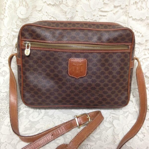 Celine, Brown Macadam Trocadero Style Crossbody 10in x 8in x 2.5in