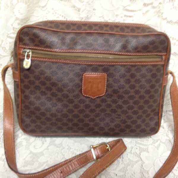 Celine, Brown Macadam Trocadero Style Crossbody 10in x 8in x 2.5in