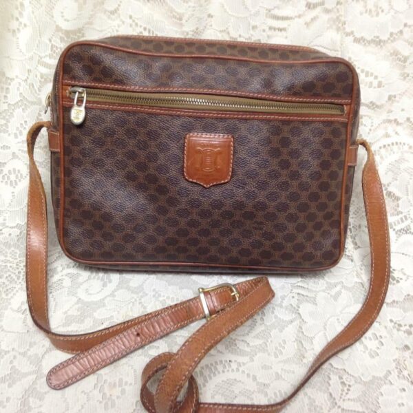 Celine, Brown Macadam Trocadero Style Crossbody 10in x 8in x 2.5in