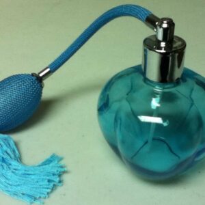 Blue Glass Perfume Bottle with Atomizer and Puffer