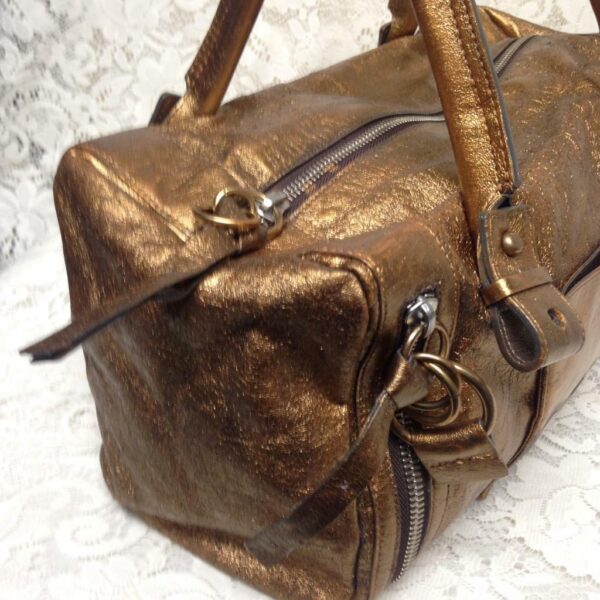 Authentic Chloe Gold Distressed Leather Shoulder Bag 15inx8inx7in