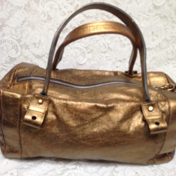 Authentic Chloe Gold Distressed Leather Shoulder Bag 15inx8inx7in