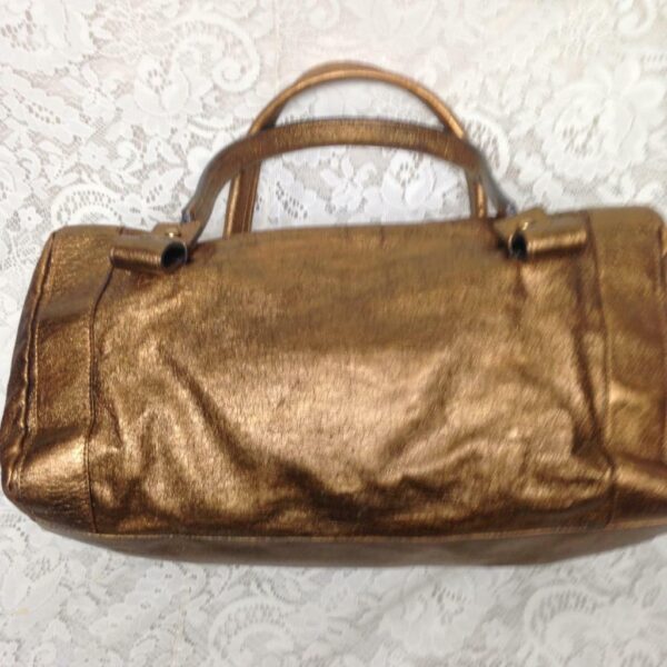 Authentic Chloe Gold Distressed Leather Shoulder Bag 15inx8inx7in