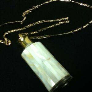 Vintage,Mother of Pearl Perfume Bottle-Pendant w/ 20in 18KGF Chain Necklace