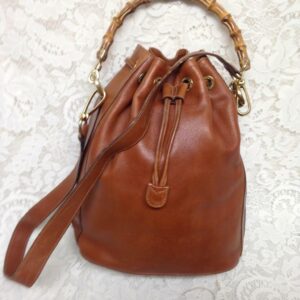 Gucci Brown Leather 2-way Draw String Handbag-Shoulder Bag 12inx10inx6in