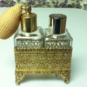 Vintage, 3-pc Set, 5in x 3.5in x 2in Perfume Bottles with Stand