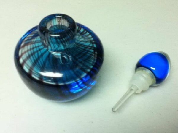 Fabulous, Heavy, Swirled, Rounded Blue Glass, Scent - Perfume Bottle