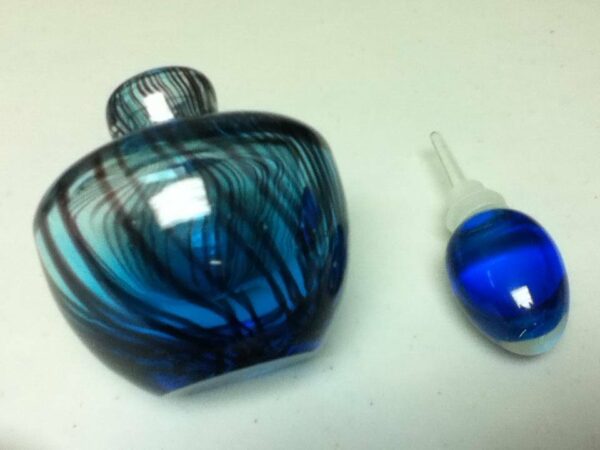 Fabulous, Heavy, Swirled, Rounded Blue Glass, Scent - Perfume Bottle