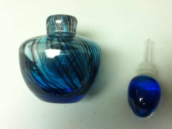 Fabulous, Heavy, Swirled, Rounded Blue Glass, Scent - Perfume Bottle