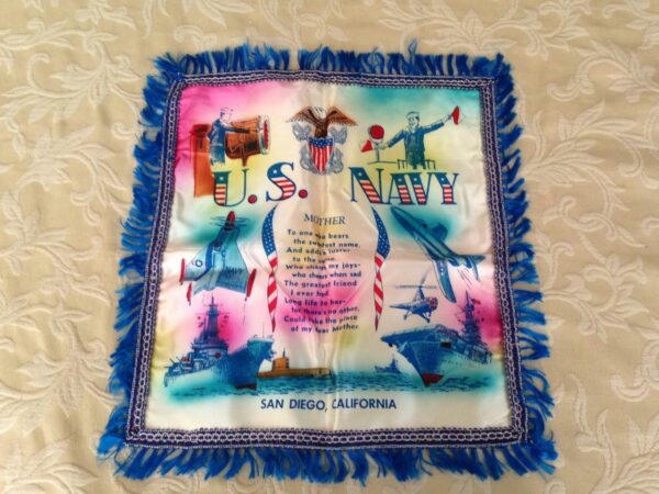 Vintage, Rare, Mother, US Navy Pillow Case, 17in x17in