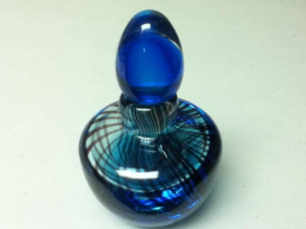 Fabulous, Heavy, Swirled, Rounded Blue Glass, Scent - Perfume Bottle