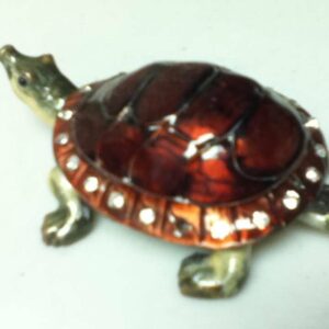 Red Enamel Turtle with Rhinestones Gift or Ring Box