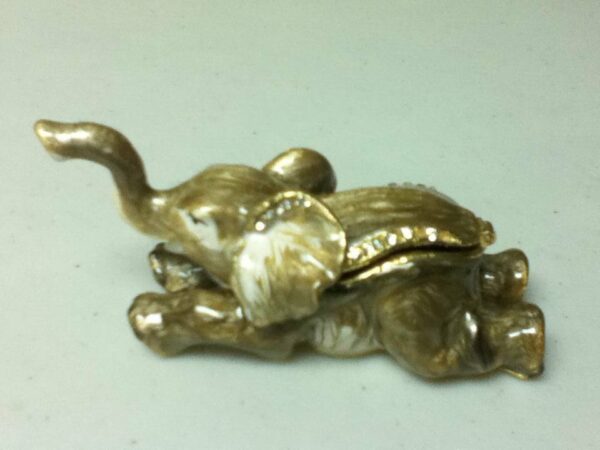 Golden Brown Enamel Elephant- Gift or Ring Box