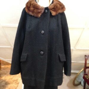 Vintage, Jean Sutton Faux Black Persian Lamb Dress Swing Coat