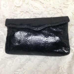 Elegant Genuine Black Snakeskin Leather Clutch 11in x 7in x 2in