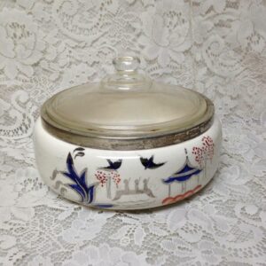 Vintage, England, Gaudy Blue Willow 2pc 9inx5.5in Soup Tureen-Pasta- Salad Bowl