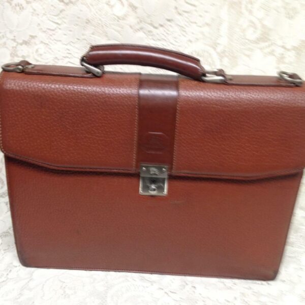 Authentic Burberrry, Tan-Brown Leather Large Briefcase 15in x 11in x 3in