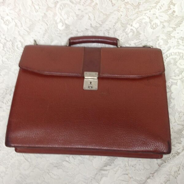 Authentic Burberrry, Tan-Brown Leather Large Briefcase 15in x 11in x 3in