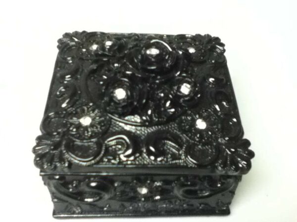 2-pc Black Lacquer Trinket Box with Rhinestones This is a beautiful trinket box