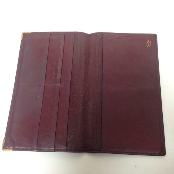 Authentic, Cartier Burgundy, Leather Bifold Long Wallet 7.5in x 4in