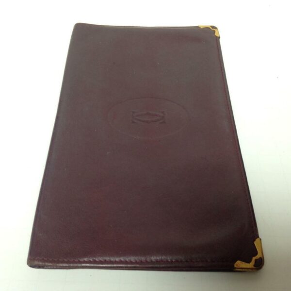 Authentic, Cartier Burgundy, Leather Bifold Long Wallet 7.5in x 4in