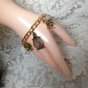 Beautiful GoldTone 5-Charm Bracelet (Butterfly, Shoes, Bee, Birdcage, Horseshoe)