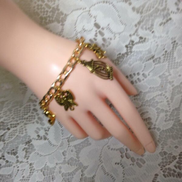 Beautiful GoldTone 5-Charm Bracelet (Butterfly, Shoes, Bee, Birdcage, Horseshoe)