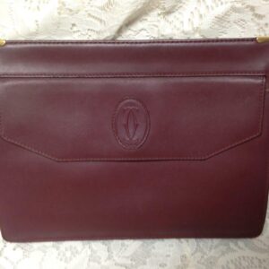 Authentic, Cartier Burgundy, Leather Clutch- Purse 10.5in x 8in x 2in