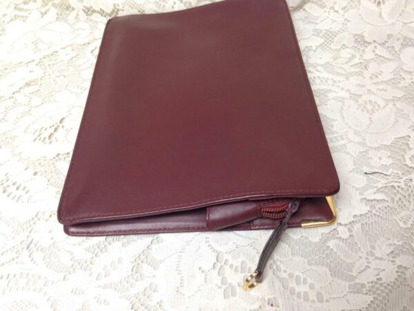 Authentic, Cartier Burgundy, Leather Clutch- Purse 10.5in x 8in x 2in