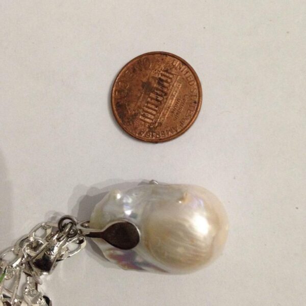 Genuine 1.25in Baroque Pearl Pendant with 18in Sterling Chain Necklace (A)