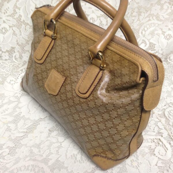 Celine, Paris, Italy Beige Macadam Handbag 12in x 7in x 4in