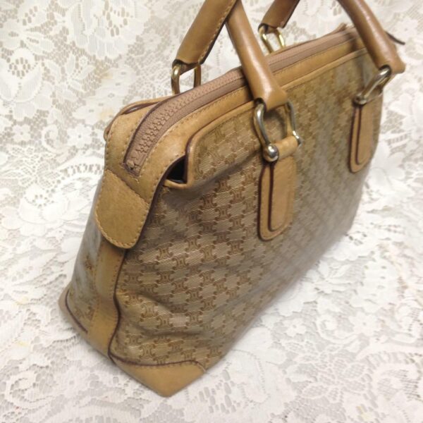 Celine, Paris, Italy Beige Macadam Handbag 12in x 7in x 4in