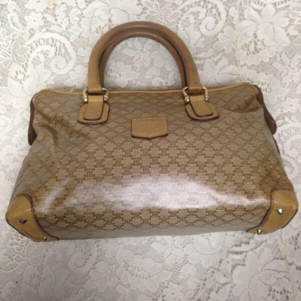 Celine, Paris, Italy Beige Macadam Handbag 12in x 7in x 4in