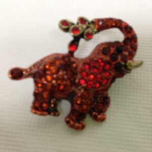 Colorful, Elephant with Faux Ruby Rhinestone Brooch 1.5in x 1.5in