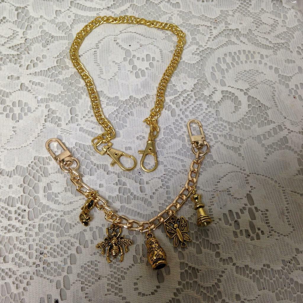 Beautiful GoldTone 5-Charm 8.5in Bracelet or 25in Necklace