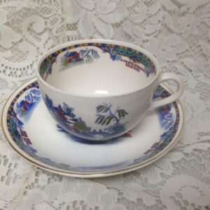 Vintage, Rare, England,Variant, Gaudy Blue Willow Cup and Saucer c)