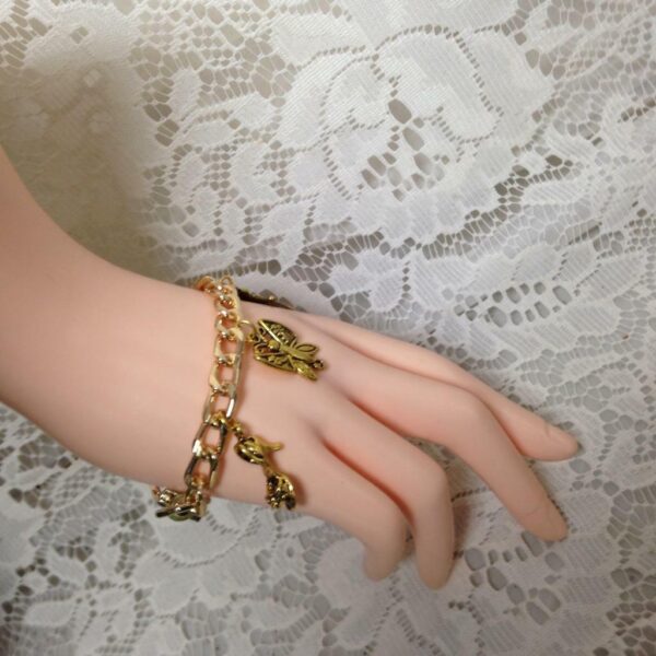 Beautiful GoldTone 5-Charm 8.5in Bracelet or 25in Necklace