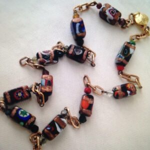 Vintage Multi Color Murano Glass Beads, 20in Beaded Necklace