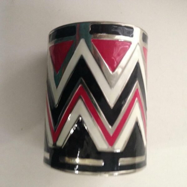 Vintage, Stunning, Chunky, Enamel 3in W Cuff Bangle-Arm Wrap