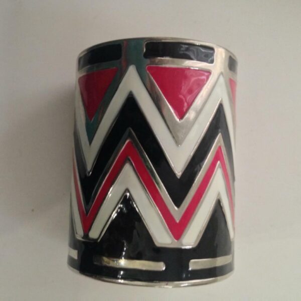 Vintage, Stunning, Chunky, Enamel 3in W Cuff Bangle-Arm Wrap