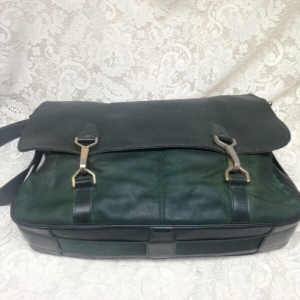 Louis Vuitton Green Nylon Black Leather Travel- Business Bag 15in x 12in x 4in