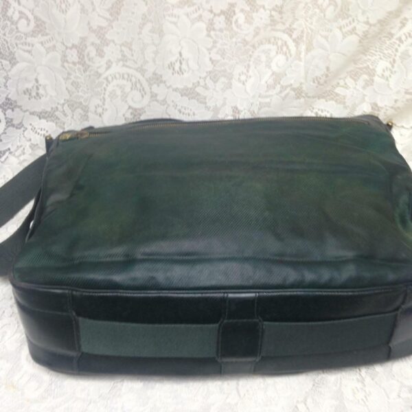 Louis Vuitton Green Nylon Black Leather Travel- Business Bag 15in x 12in x 4in