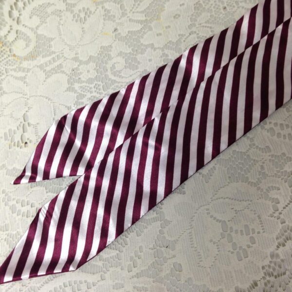 Reversible, Burgundy-white Stripes n Polka Dot Ladies Neck Sash-Tie 60in x 2.5in