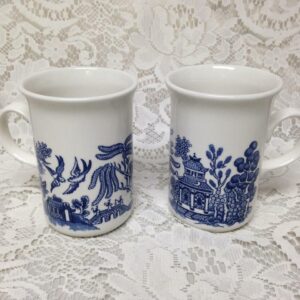 Vintage, English, Blue Willow 2pc Mug Set