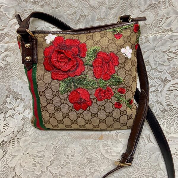 Vintage Gucci Brown Mono Sherry Line CB Bag 10in x 10in