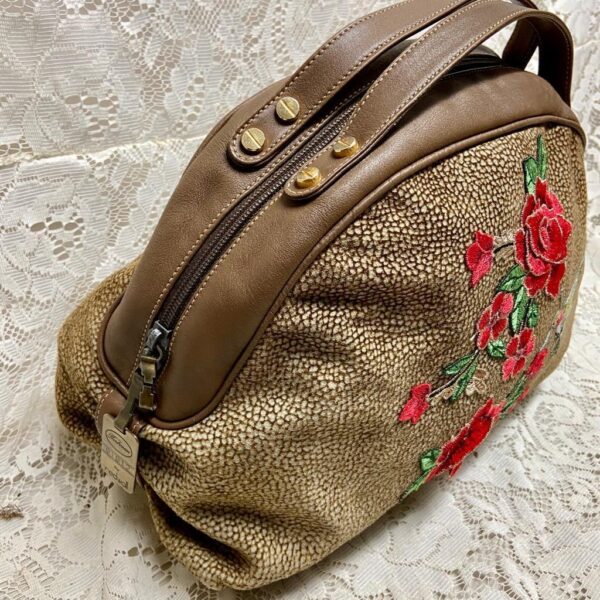 Borbonese-Redwall Quail Suede Leather Medium Handbag 14in x 10in x 6.5in