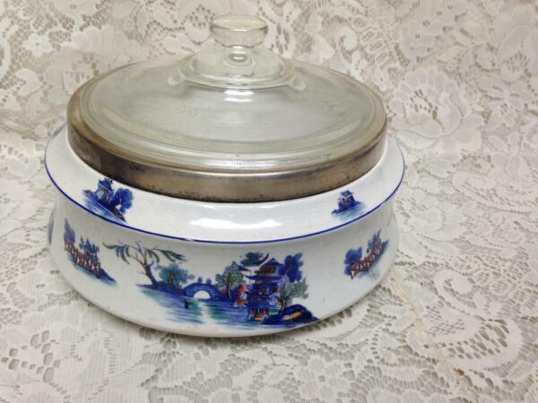 Vintage, England, Gaudy Blue Willow 4pc 8.5inx5in Soup Tureen w/ Lid and Ladle