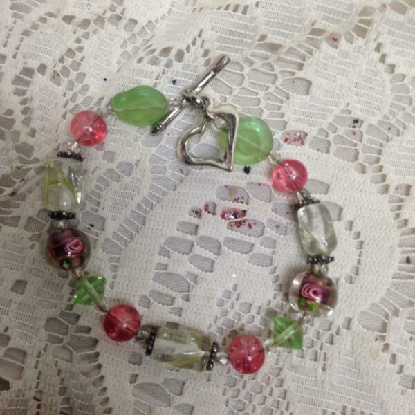 2pc European Multi Color And Pink Beaded Bracelet